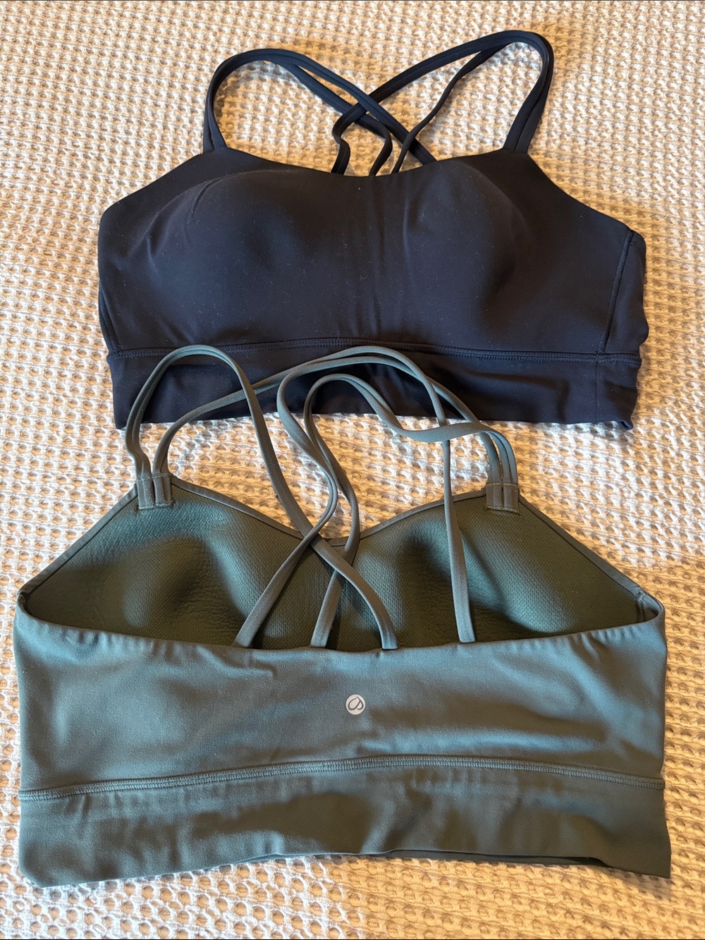 CRZ YOGA Black and Olive Strappy Light-Support Sports Bras Duo
